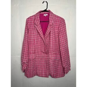 FATE Womens Pink Tweed Blazer Size Large
